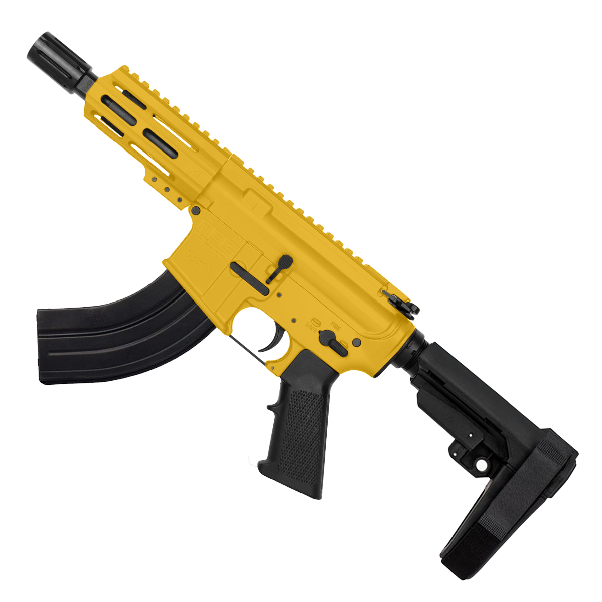 AR15 Micro 7.62x39 Pistol 5" Barrel 4" M-Lok Handguard - Gold