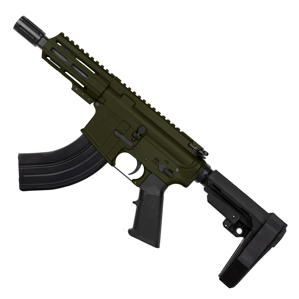 AR15 Micro 7.62x39 Pistol 5" Barrel 4" M-Lok Handguard - Magpul ODG