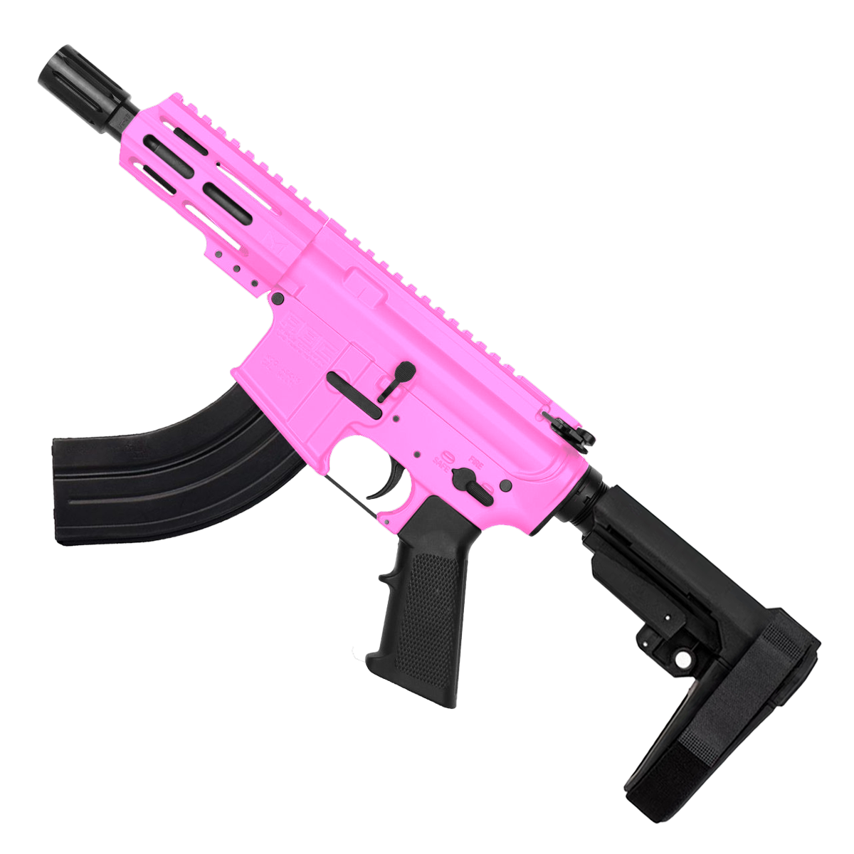 AR15 Micro 7.62x39 Pistol 5" Barrel 4" M-Lok Handguard- Sig Pink