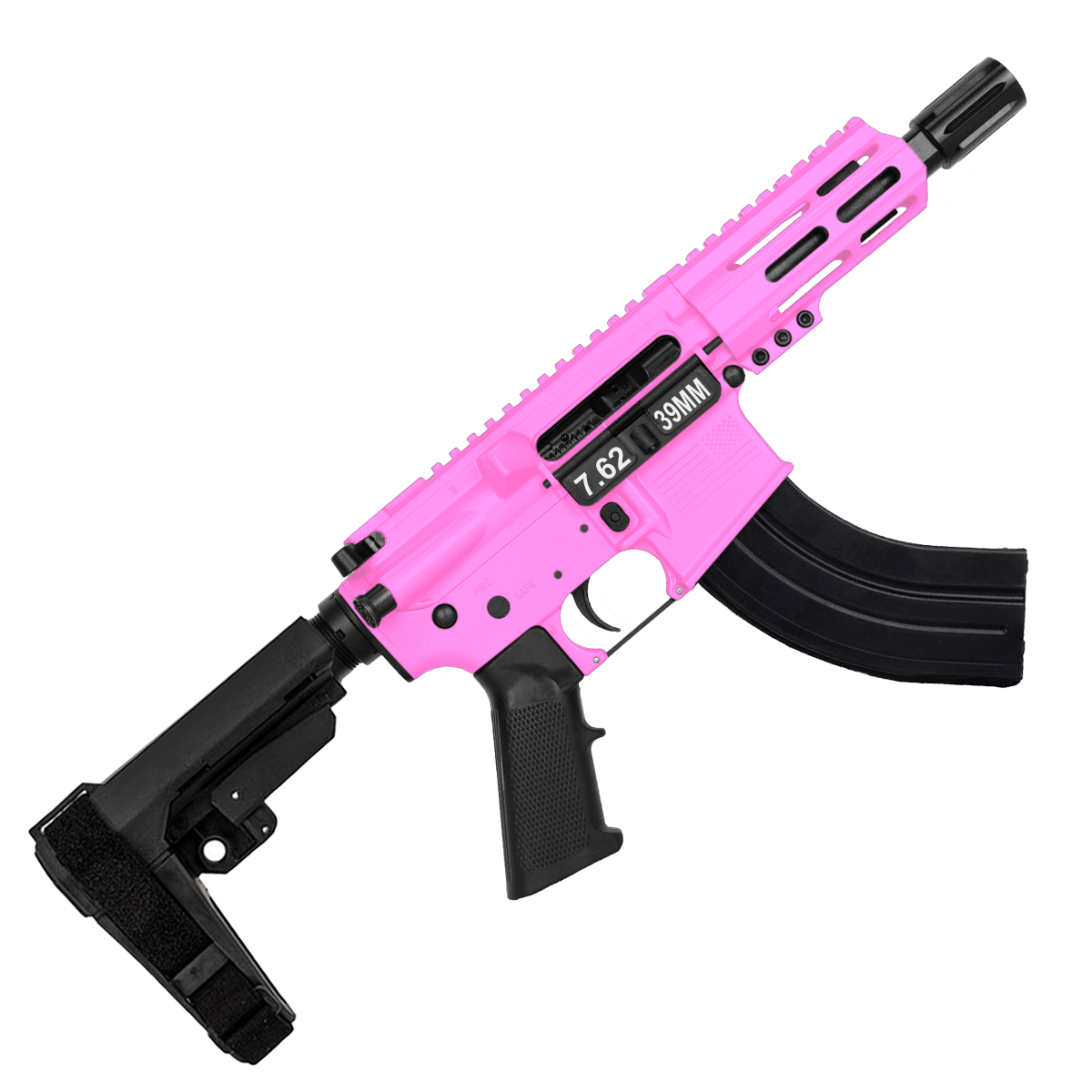 AR15 Micro 7.62x39 Pistol 5" Barrel 4" M-Lok Handguard- Sig Pink