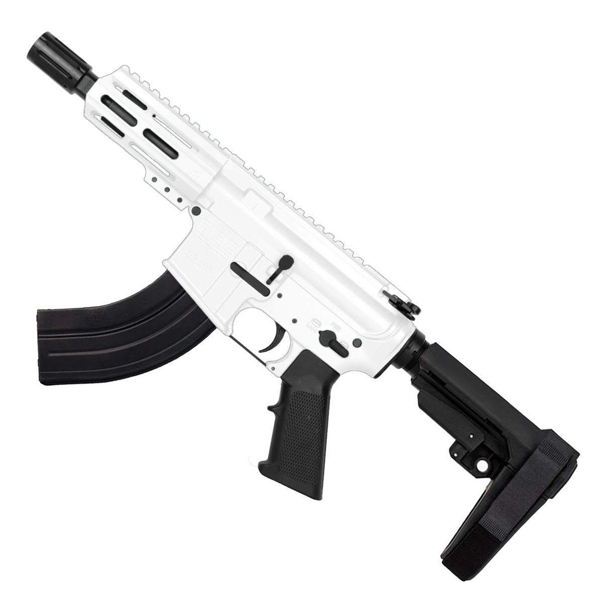 AR15 Micro 7.62x39 Pistol 5" Barrel 4" M-Lok Handguard - Storm Trooper White