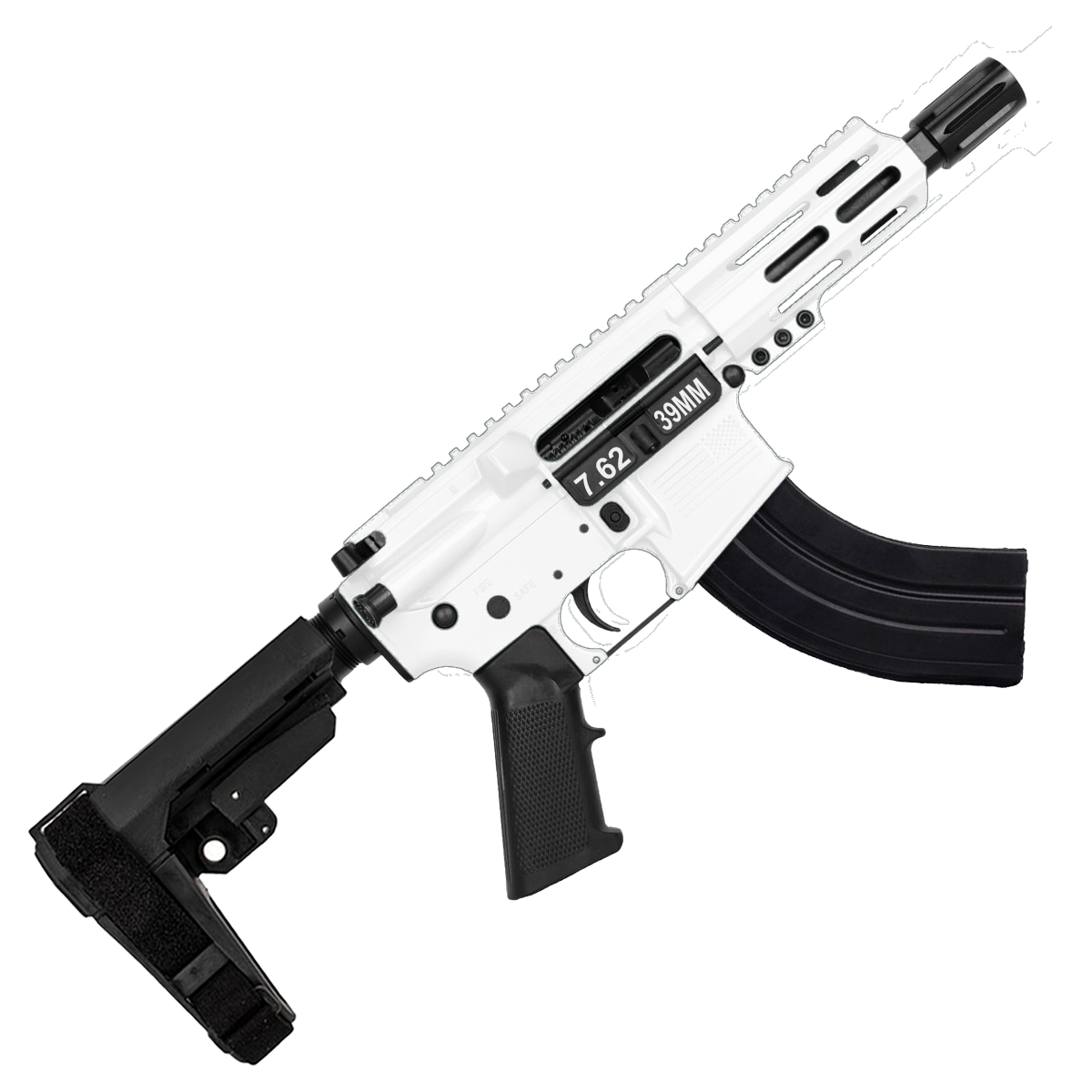 AR15 Micro 7.62x39 Pistol 5" Barrel 4" M-Lok Handguard - Storm Trooper White
