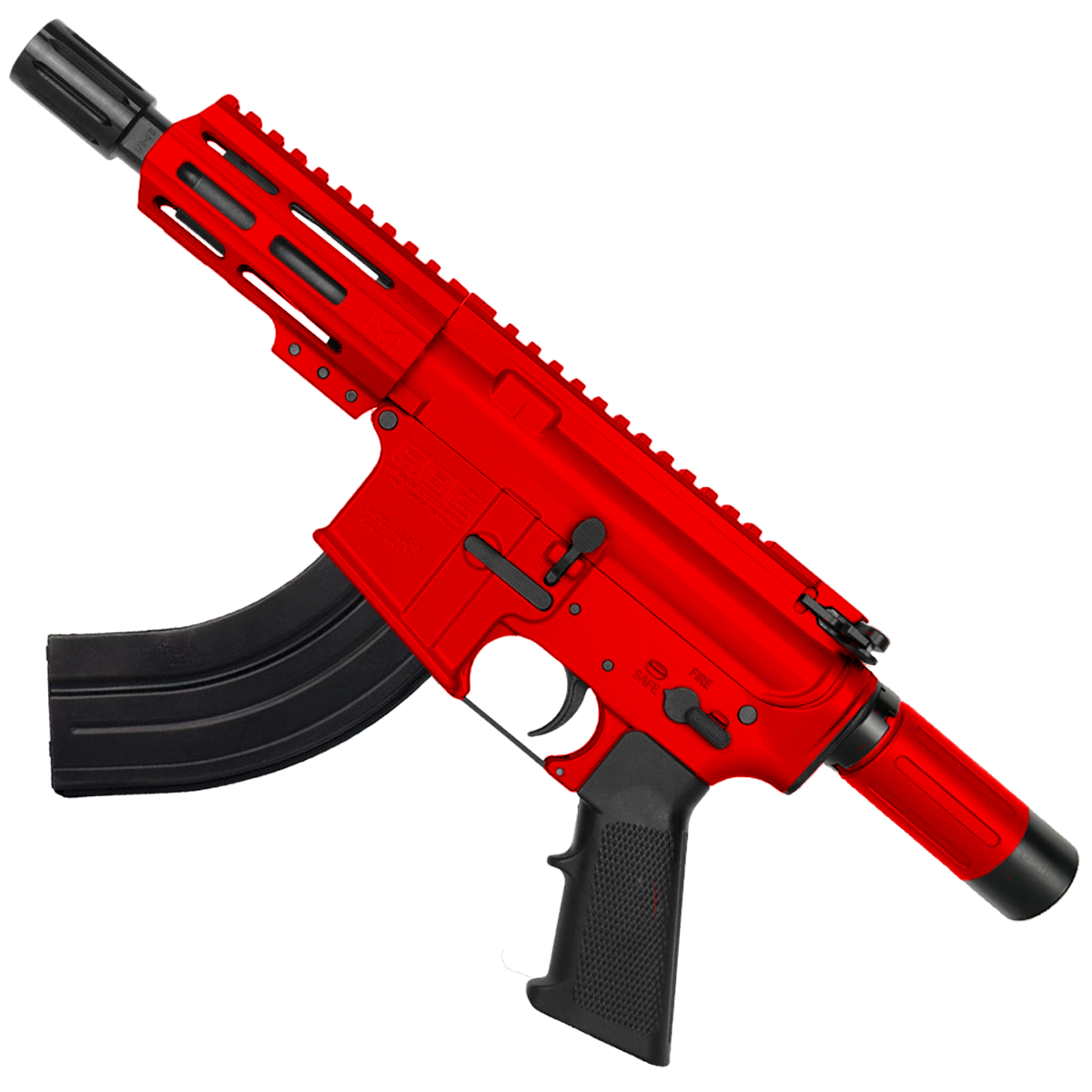 AR15 Micro 7.62x39 Pistol 5" Barrel 4" M-Lok Handguard w/ Micro Buffer Tube - Red