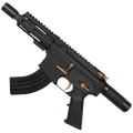 AR15 Two-Tone Micro 7.62x39 Pistol 5" Barrel 4" M-Lok Handguard w/ Micro Buffer Tube - Black and Burnt Bronze