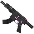 AR15 Two-Tone Micro 7.62x39 Pistol 5" Barrel 4" M-Lok Handguard w/ Micro Buffer Tube - Black and Sig Pink