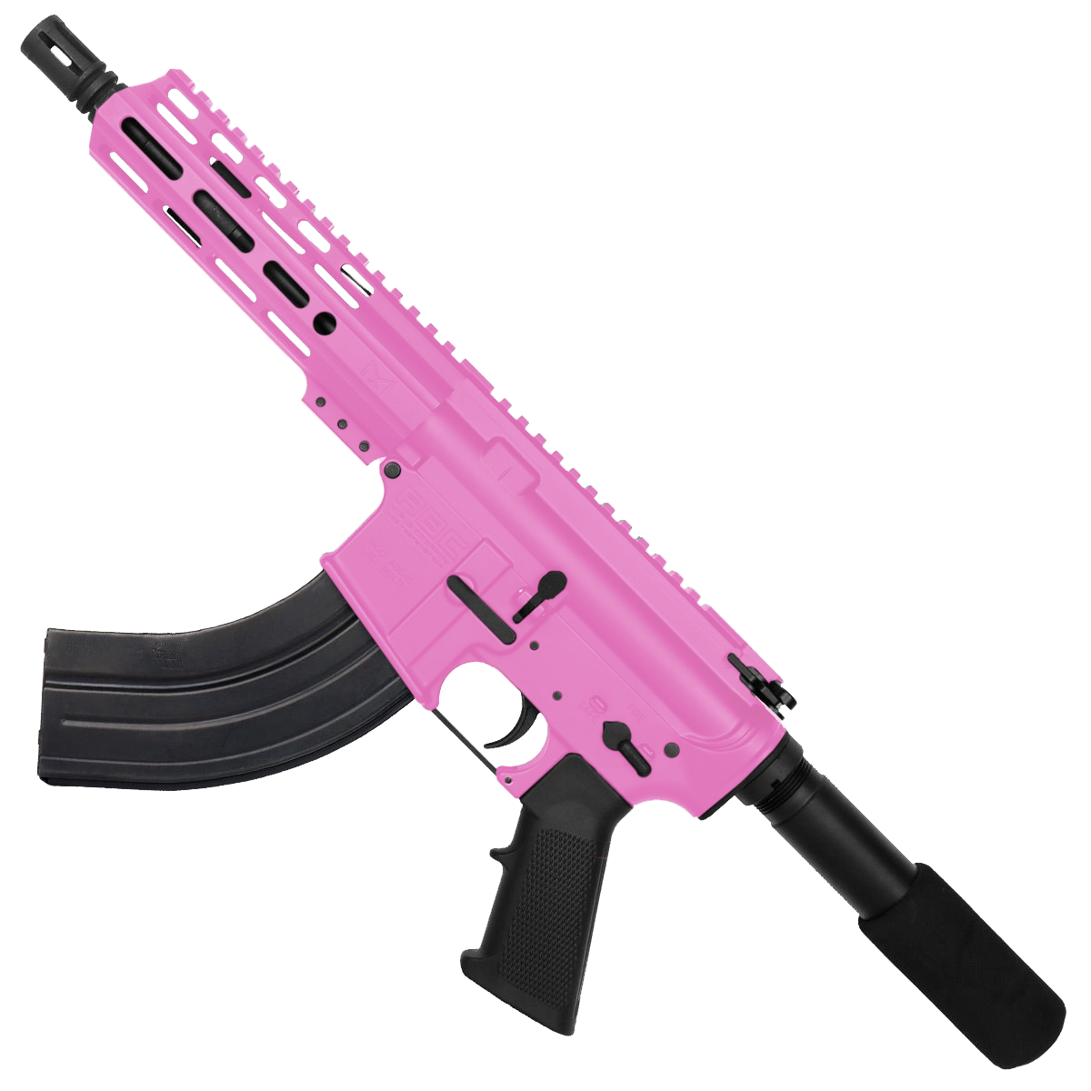 AR 7.62X39 Semi Auto Pistol 7.5" Barrel 7" Custom D-Cut Front MLOK Handguard - Sig Pink