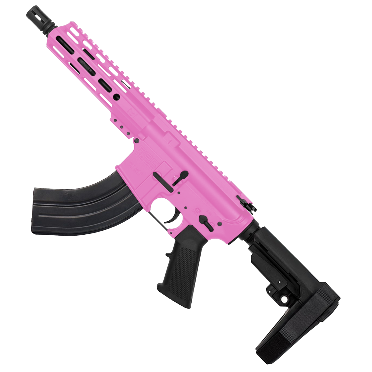 AR 7.62X39 Semi Auto Pistol 7.5" Barrel 7" Custom D-Cut Front MLOK Handguard - Sig Pink