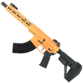 AR-15 Semi Auto 7.62x39 Pistol 10" Barrel Slim M-Lok Handguard SBA5 Brace - Tequila Sunrise Orange