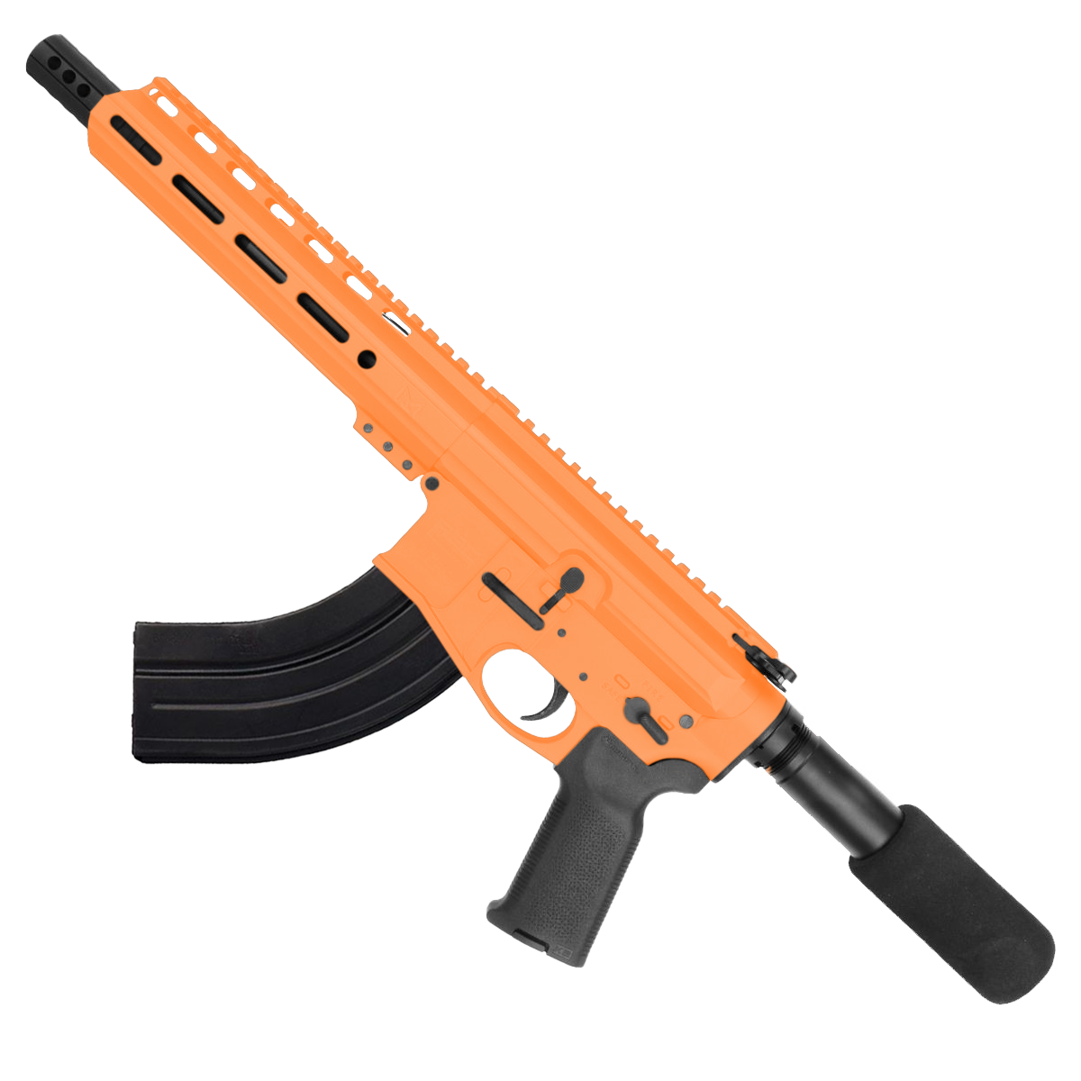 AR47 7.62x39 Pistol Billet Upper/ Lower 7.5" Barrel 9" M-Lok Handguard - Tequila Sunrise Orange