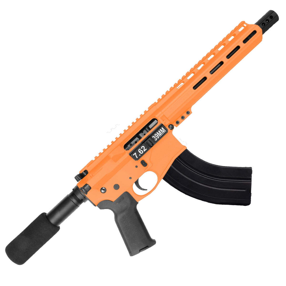 AR47 7.62x39 Pistol Billet Upper/ Lower 7.5" Barrel 9" M-Lok Handguard - Tequila Sunrise Orange