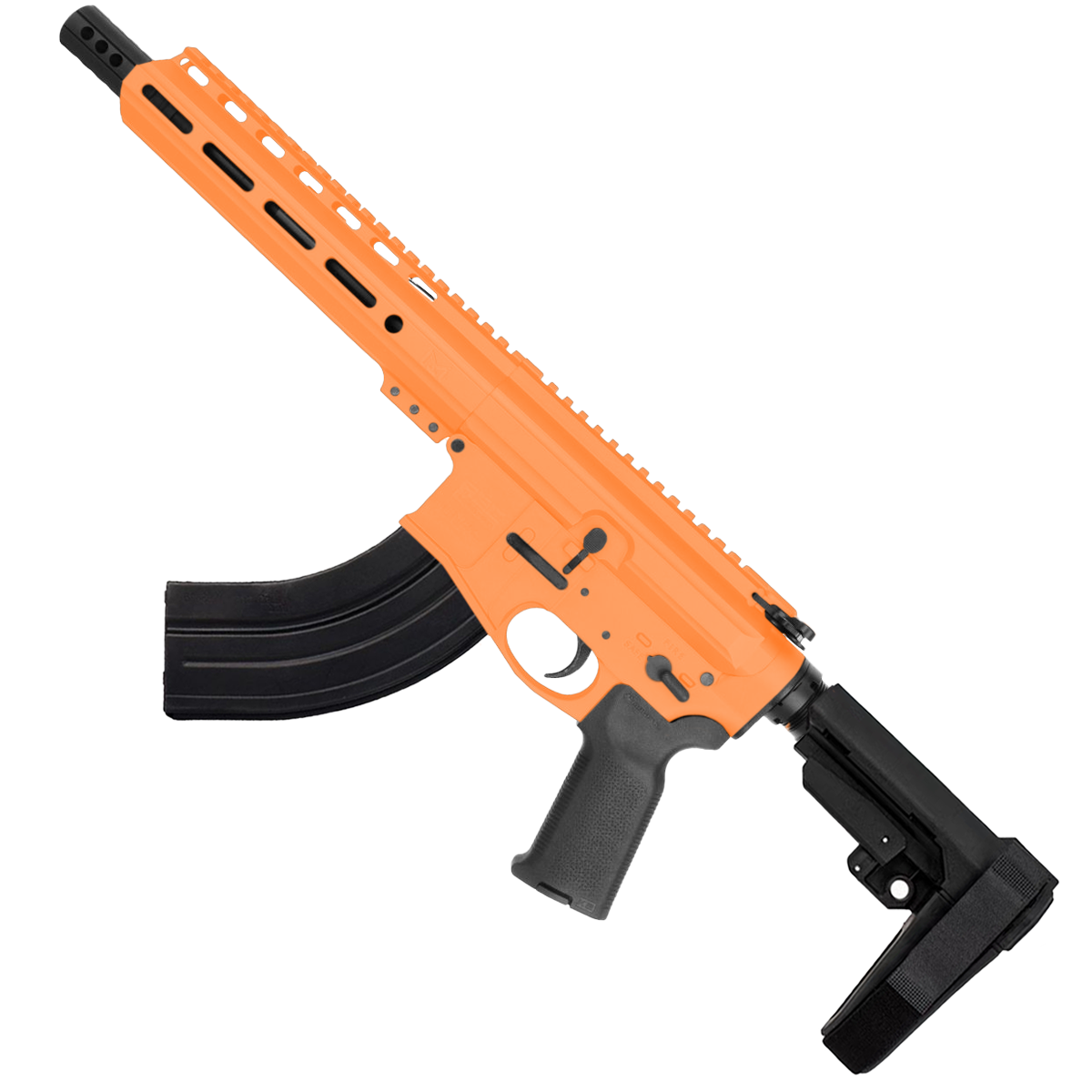 AR47 7.62x39 Pistol Billet Upper/ Lower 7.5" Barrel 9" M-Lok Handguard - Tequila Sunrise Orange