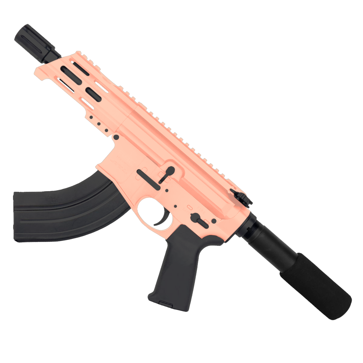 AR15 Micro 7.62x39 Pistol Billet Upper/ Lower 5" Barrel Custom M-Lok Handguard - Rose Gold