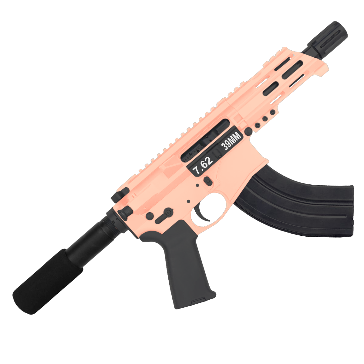 AR15 Micro 7.62x39 Pistol Billet Upper/ Lower 5" Barrel Custom M-Lok Handguard - Rose Gold