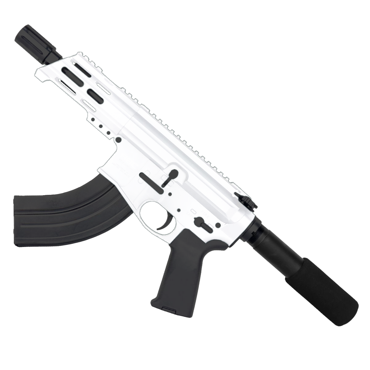 AR15 Micro 7.62x39 Pistol Billet Upper/ Lower 5" Barrel Custom M-Lok Handguard -WHITE