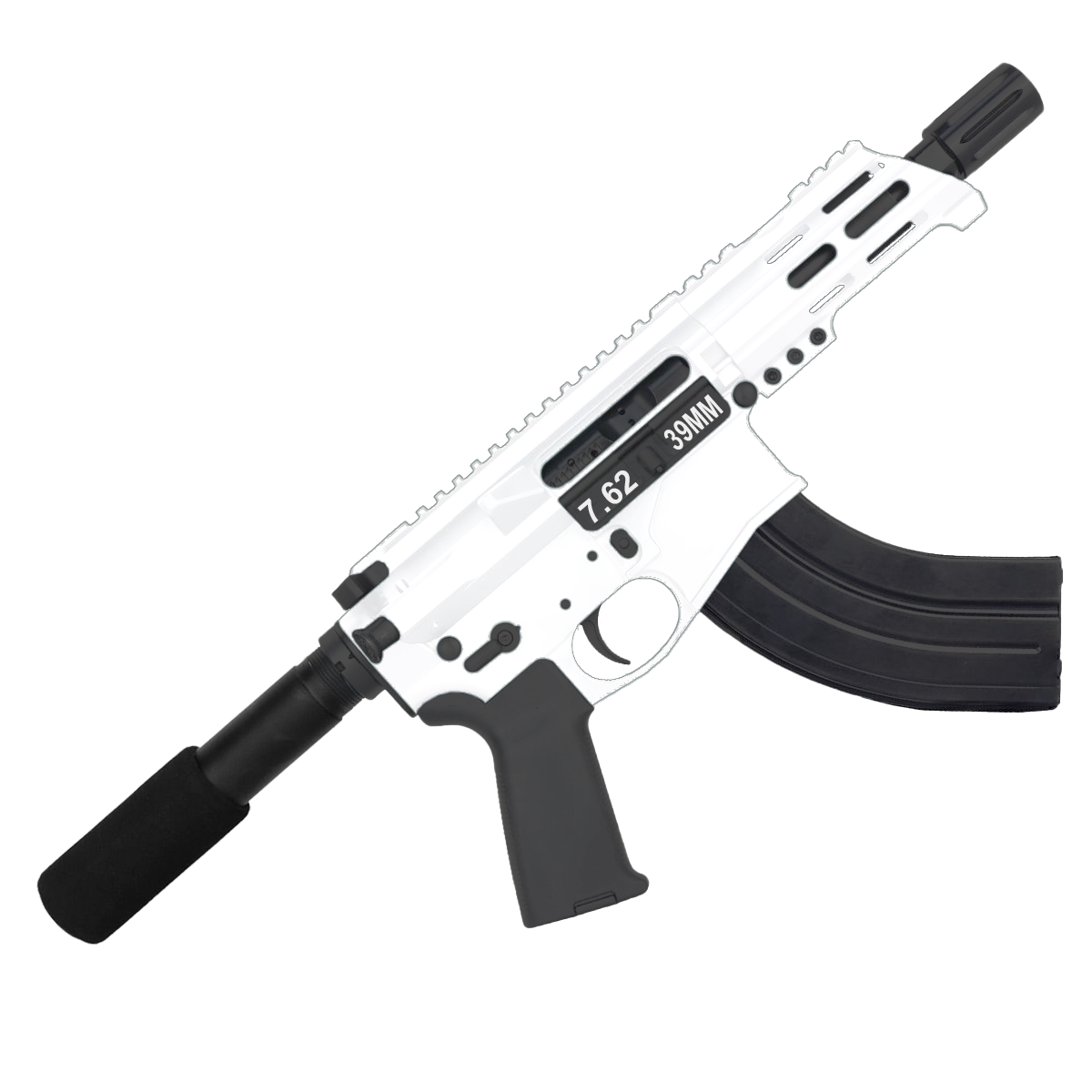 AR15 Micro 7.62x39 Pistol Billet Upper/ Lower 5" Barrel Custom M-Lok Handguard -WHITE