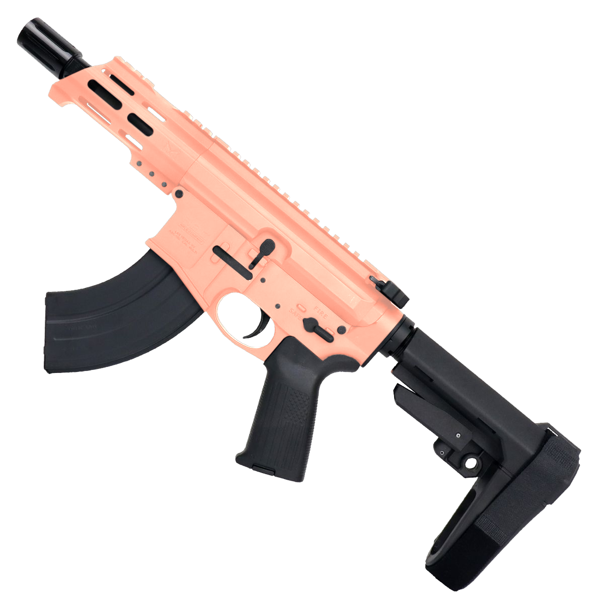 AR15 Micro 7.62x39 Pistol Billet Upper/ Lower 5" Barrel Custom M-Lok Handguard - Rose Gold