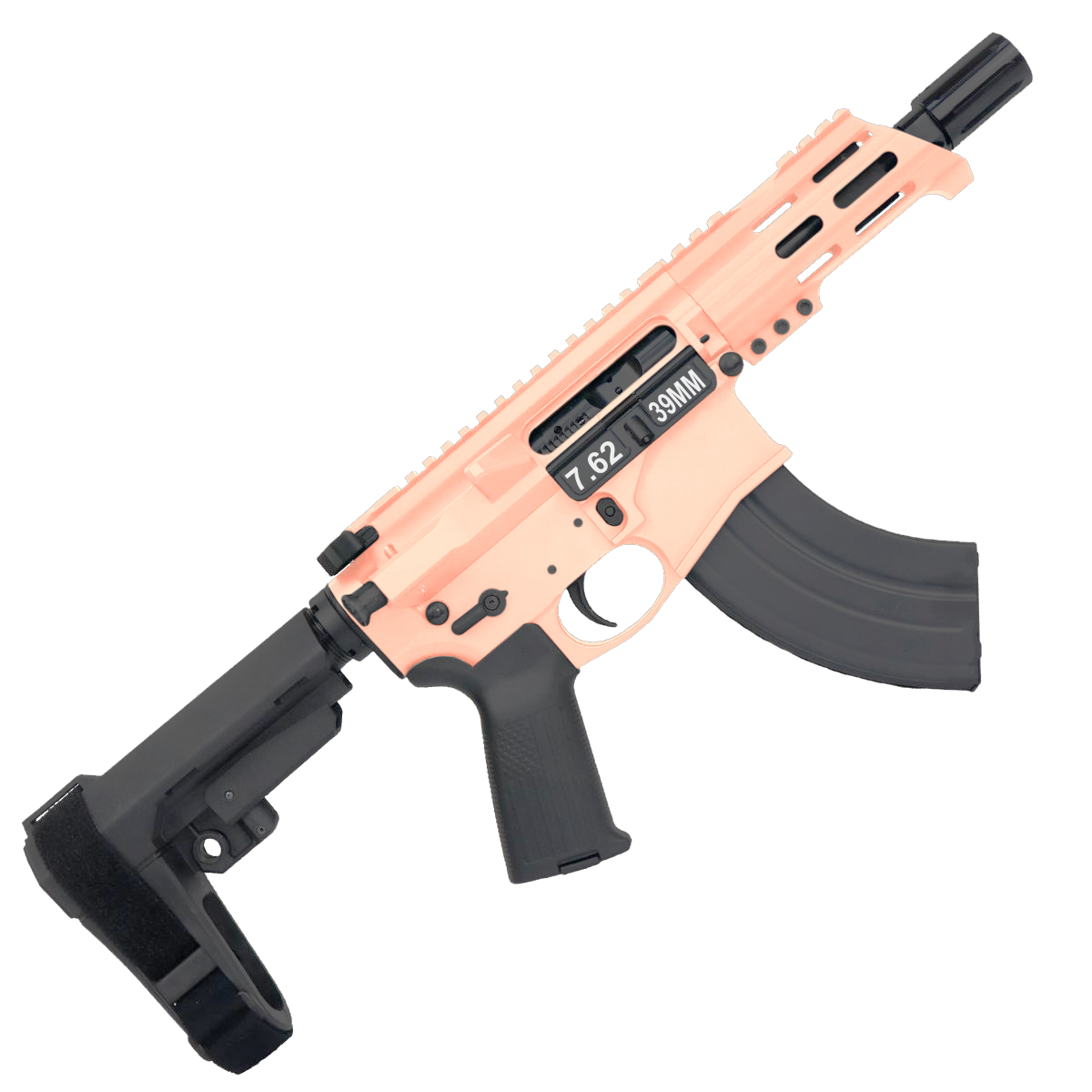 AR15 Micro 7.62x39 Pistol Billet Upper/ Lower 5" Barrel Custom M-Lok Handguard - Rose Gold