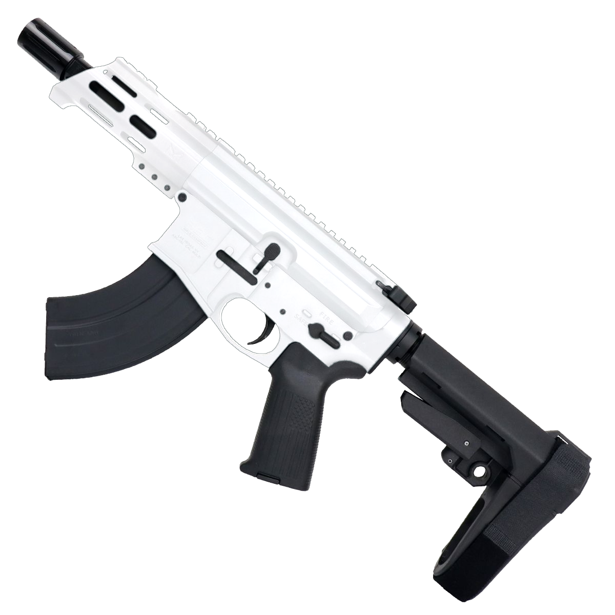 AR15 Micro 7.62x39 Pistol Billet Upper/ Lower 5" Barrel Custom M-Lok Handguard -WHITE