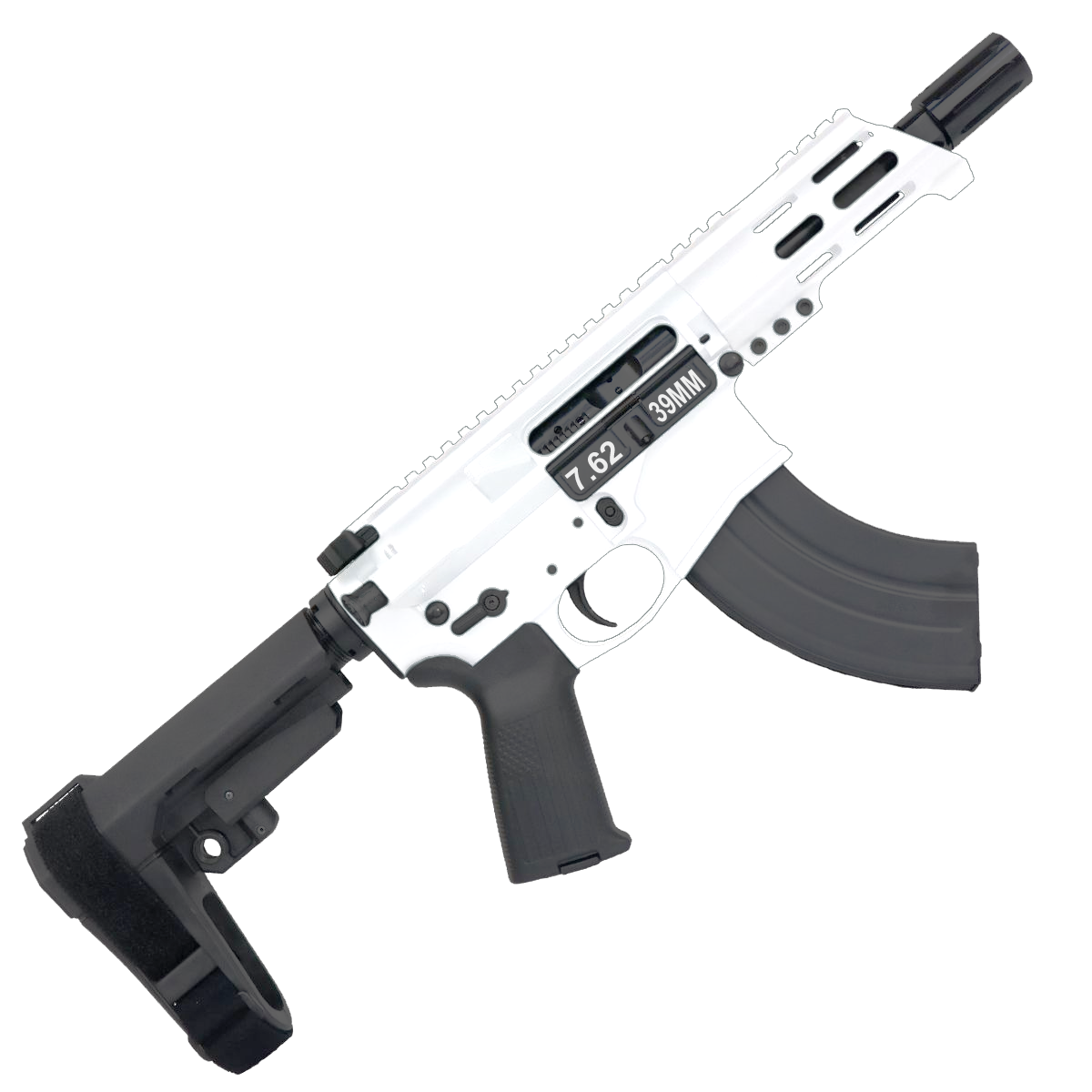AR15 Micro 7.62x39 Pistol Billet Upper/ Lower 5" Barrel Custom M-Lok Handguard -WHITE