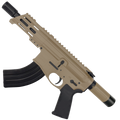 AR15 Micro 7.62x39 Pistol Billet Upper/ Lower 5" Barrel Custom M-Lok Handguard with Micro Buffer Tube - Magpul FDE