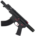 AR15 Two-Tone Micro 7.62x39 Pistol Billet Upper/ Lower 5" Barrel Custom M-Lok Handguard with Micro Buffer Tube - Black and Cranberry Frost