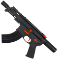 AR15 Two-Tone Micro 7.62x39 Pistol Billet Upper/ Lower 5" Barrel Custom M-Lok Handguard with Micro Buffer Tube - Black and Hunter Orange