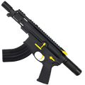 AR15 Two-Tone Micro 7.62x39 Pistol Billet Upper/ Lower 5" Barrel Custom M-Lok Handguard with Micro Buffer Tube - Black and Lemon Zest