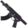 AR15 Two-Tone Micro 7.62x39 Pistol Billet Upper/ Lower 5" Barrel Custom M-Lok Handguard with Micro Buffer Tube - Black and Sig Pink