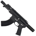 AR15 Two-Tone Micro 7.62x39 Pistol Billet Upper/ Lower 5" Barrel Custom M-Lok Handguard with Micro Buffer Tube - Black and Glacier Silver
