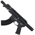 AR15 Two-Tone Micro 7.62x39 Pistol Billet Upper/ Lower 5" Barrel Custom M-Lok Handguard with Micro Buffer Tube - Black and Tungsten Gray