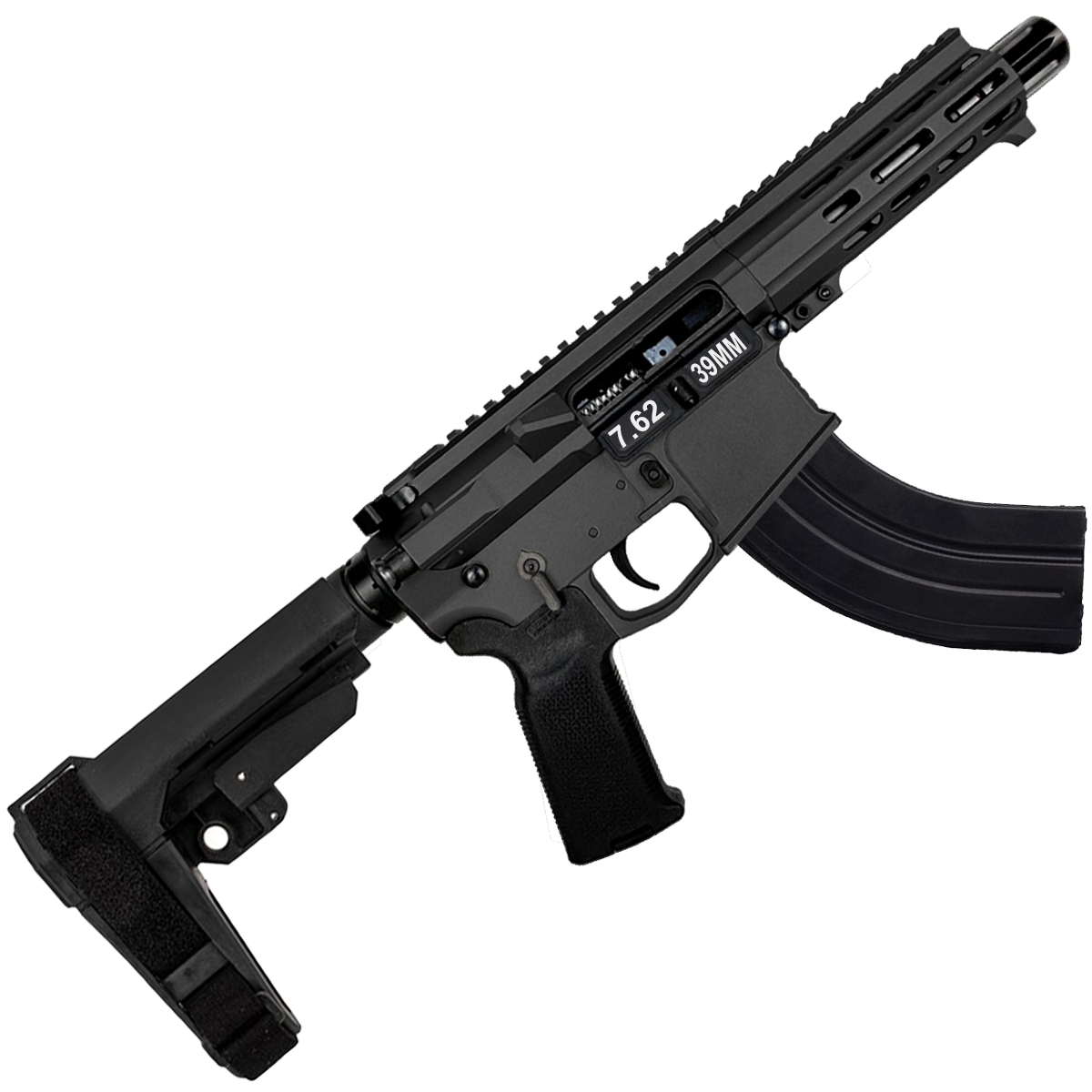 AR47 7.62x39mm Custom SBA3 Braced Billet Pistol 5" Barrel-Black