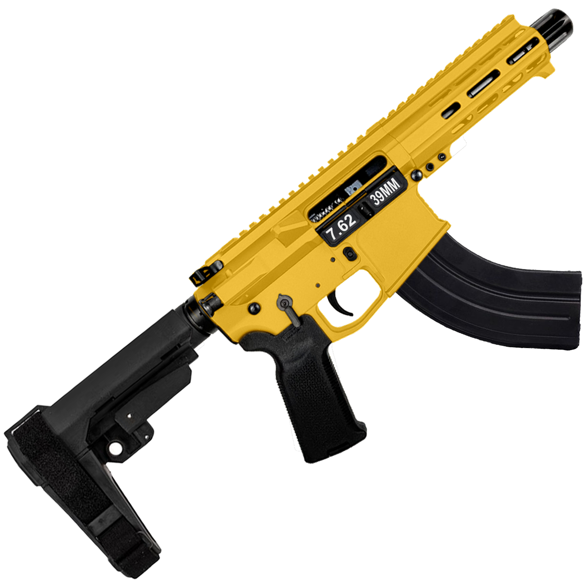 AR47 7.62x39mm Custom SBA3 Braced Billet Pistol 5" Barrel - Gold
