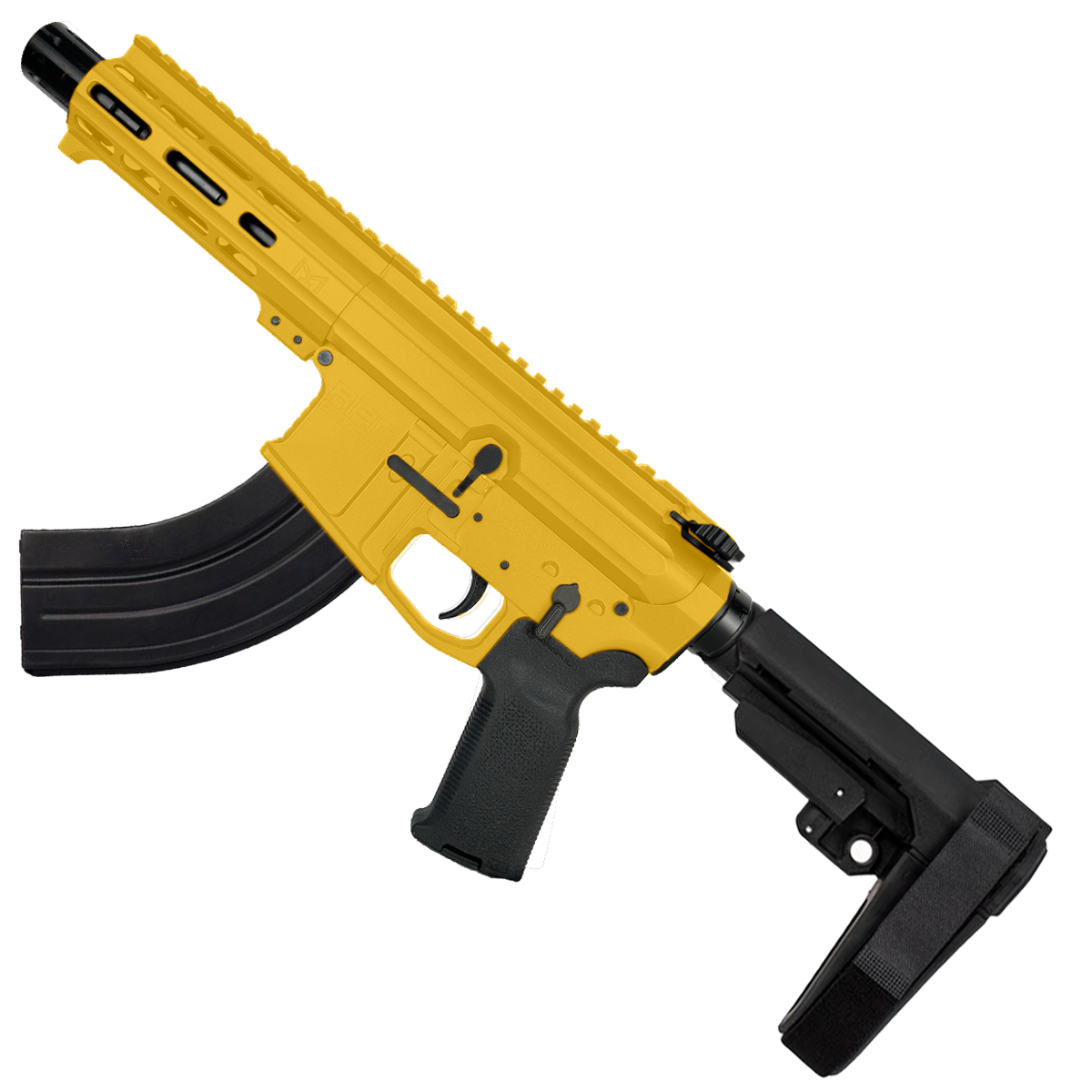 AR47 7.62x39mm Custom SBA3 Braced Billet Pistol 5" Barrel - Gold