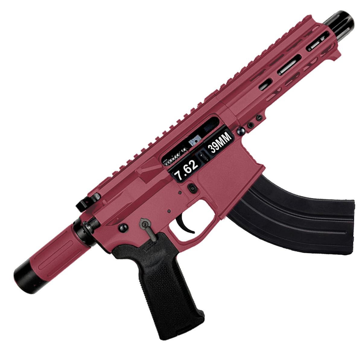 AR47 7.62x39mm Custom Micro Billet Pistol 5" Barrel - Cranberry Frost