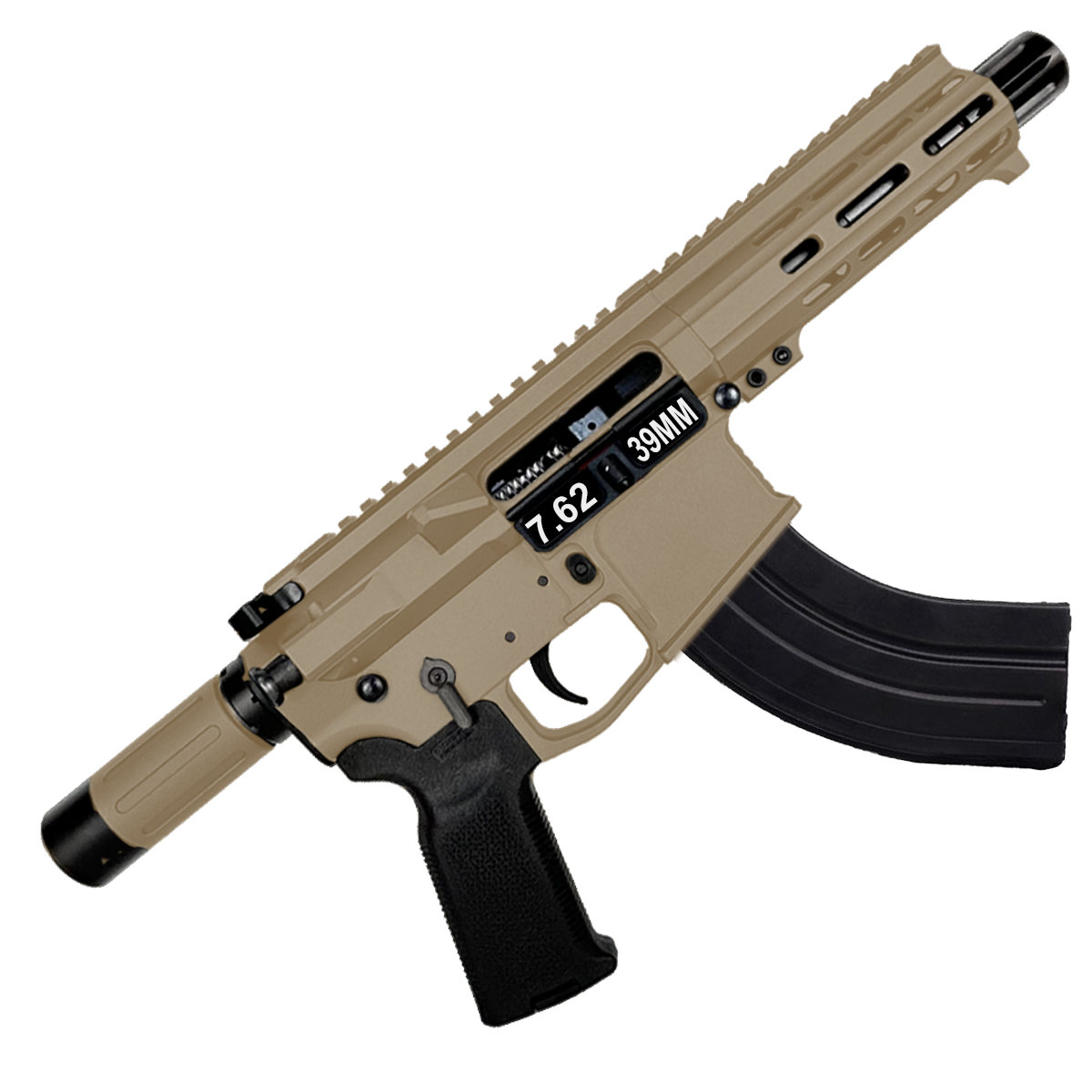 AR47 7.62x39mm Custom Micro Billet Pistol 5" Barrel - Magpul FDE