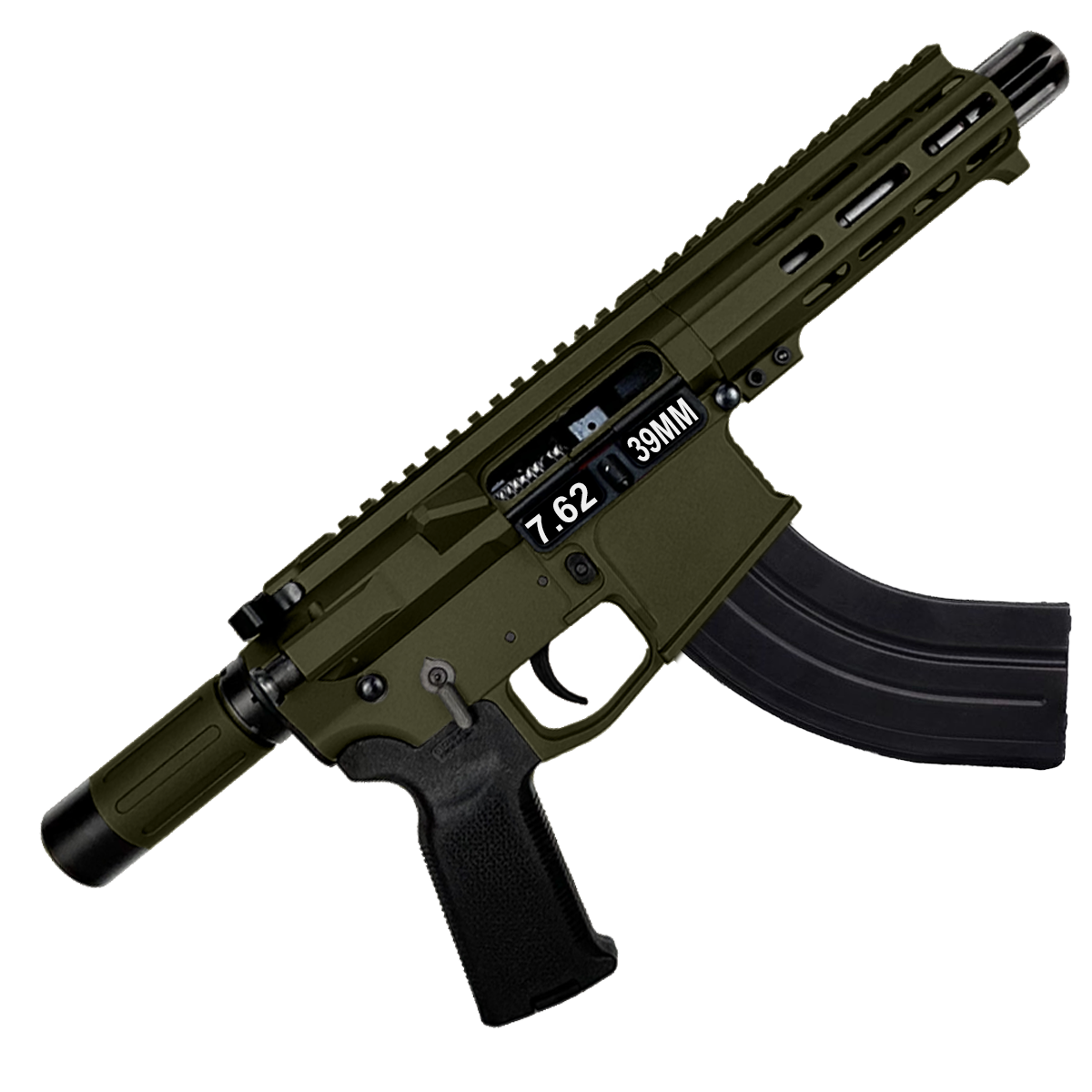 AR47 7.62x39mm Custom Micro Billet Pistol 5" Barrel - Magpul ODG