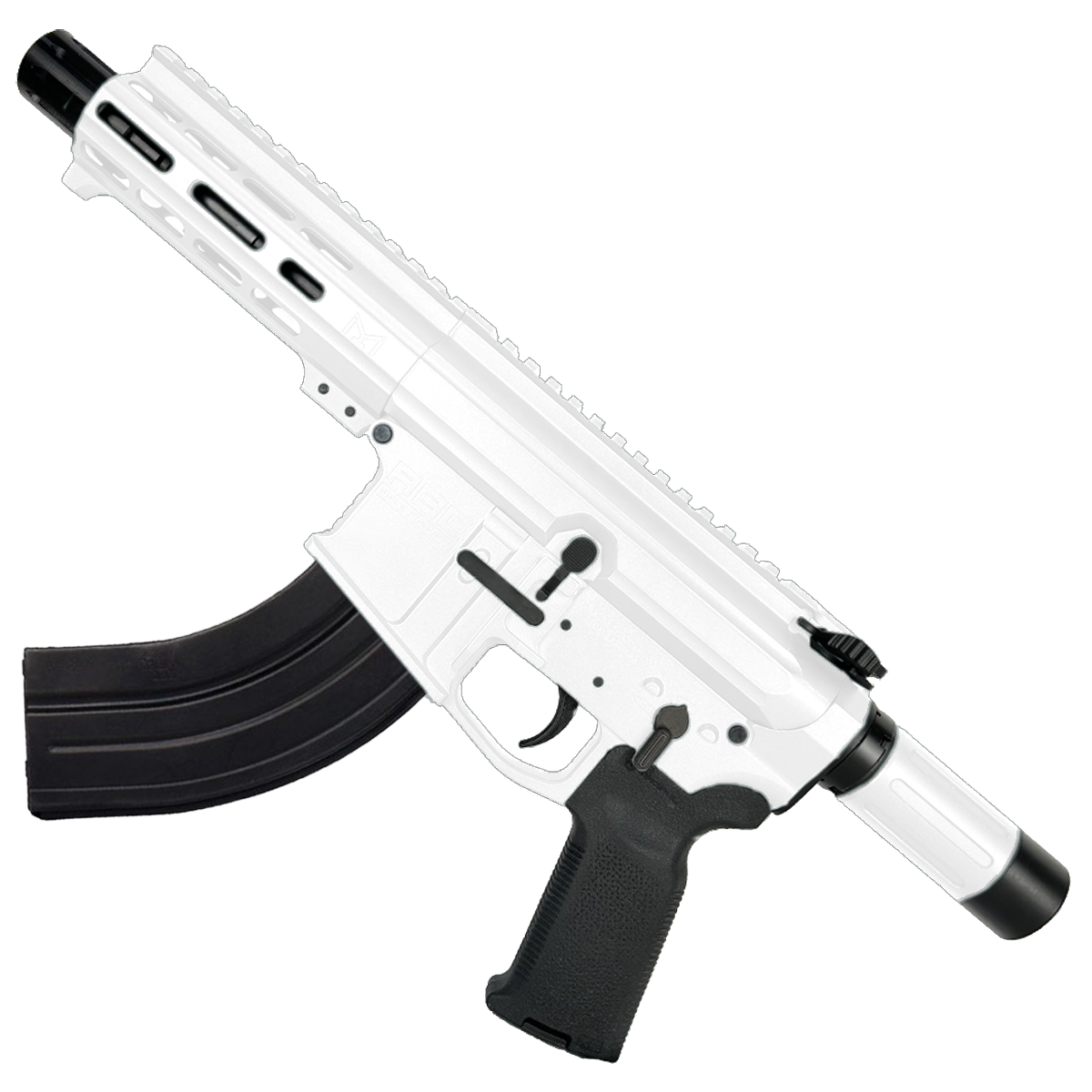 AR47 7.62x39mm Custom Micro Billet Pistol 5" Barrel - Storm Trooper White