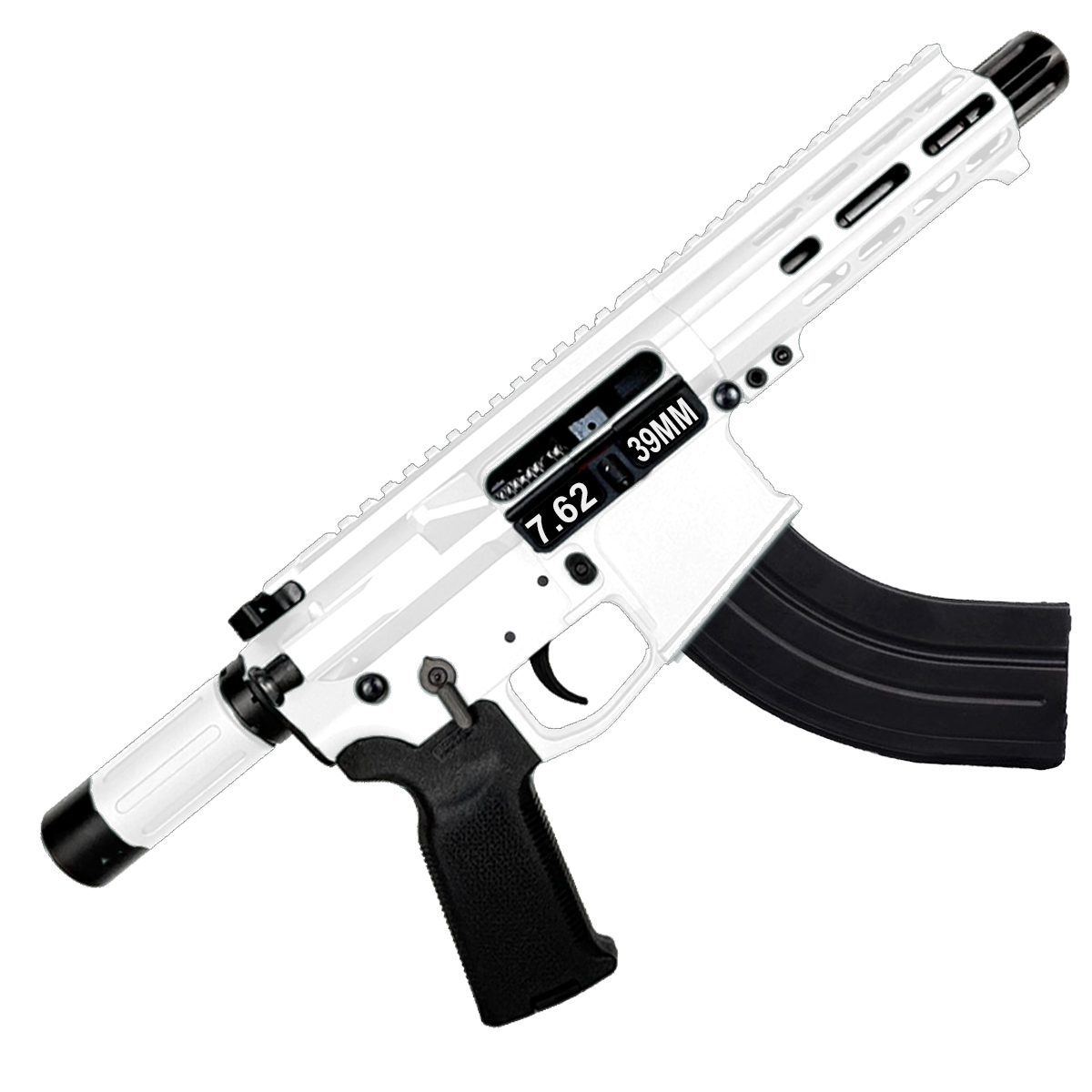 AR47 7.62x39mm Custom Micro Billet Pistol 5" Barrel - Storm Trooper White