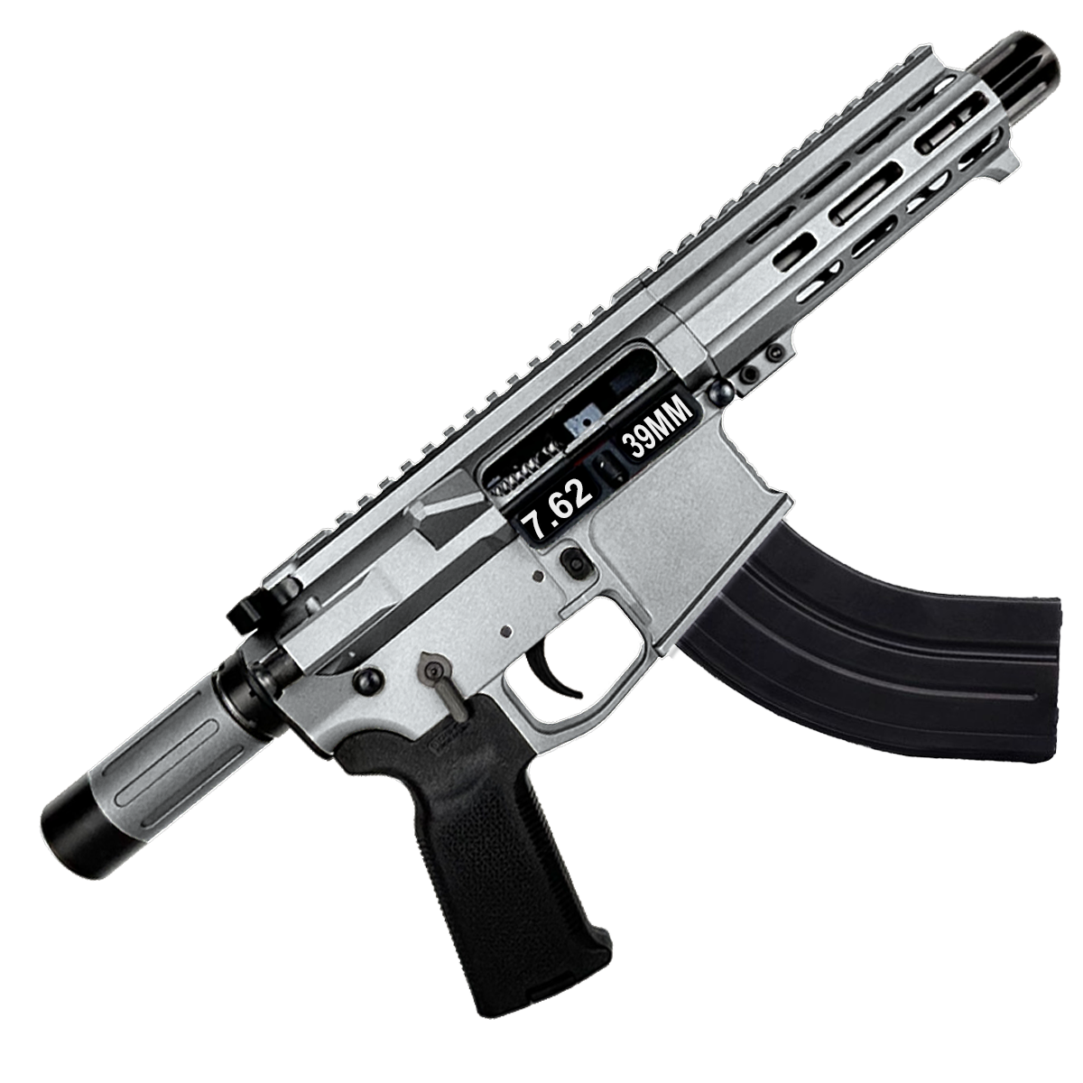 AR47 7.62x39mm Custom Micro Billet Pistol 5" Barrel - Tungsten Gray