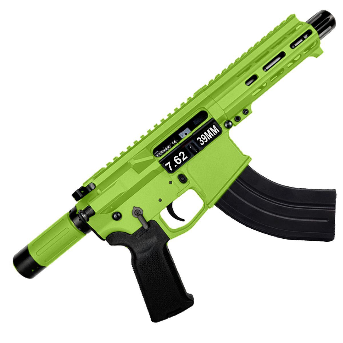 AR47 7.62x39mm Custom Micro Billet Pistol 5" Barrel - Zombie Green