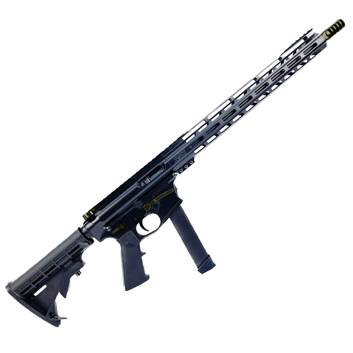 AR 9mm Two-Tone Billet Style Custom Rifle 16" Barrel Billet Upper / Lower 15" M-LOK Handguard - Cerakote Black and Magpul ODG