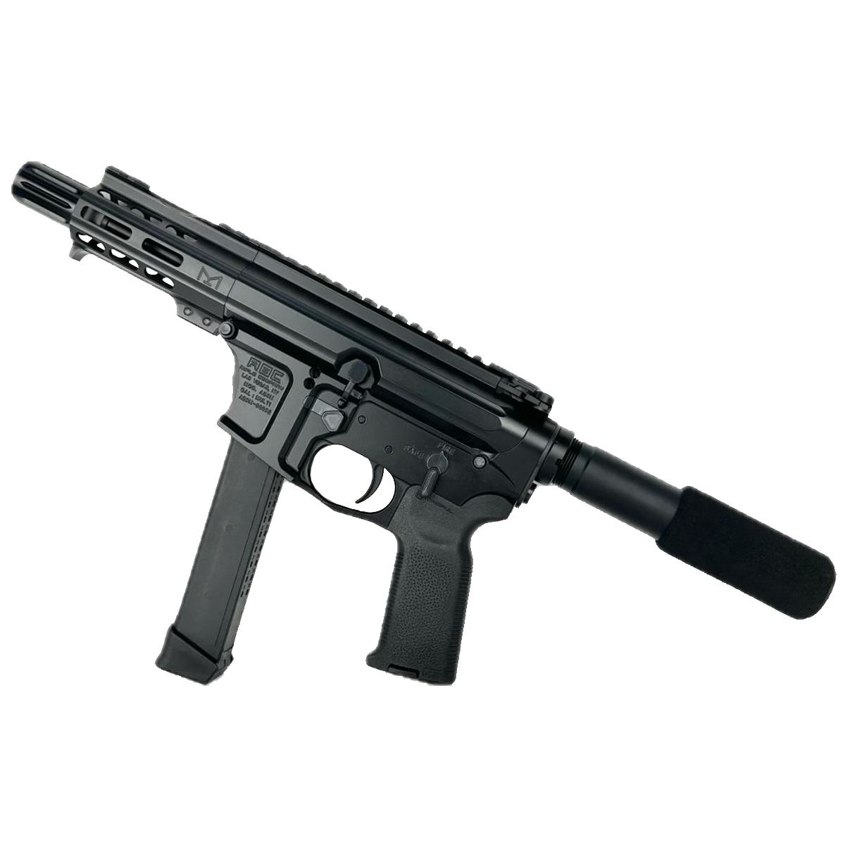 American Built Custom Slick Side AR-9 Pistol 4" Barrel MLOK Handguard-Black