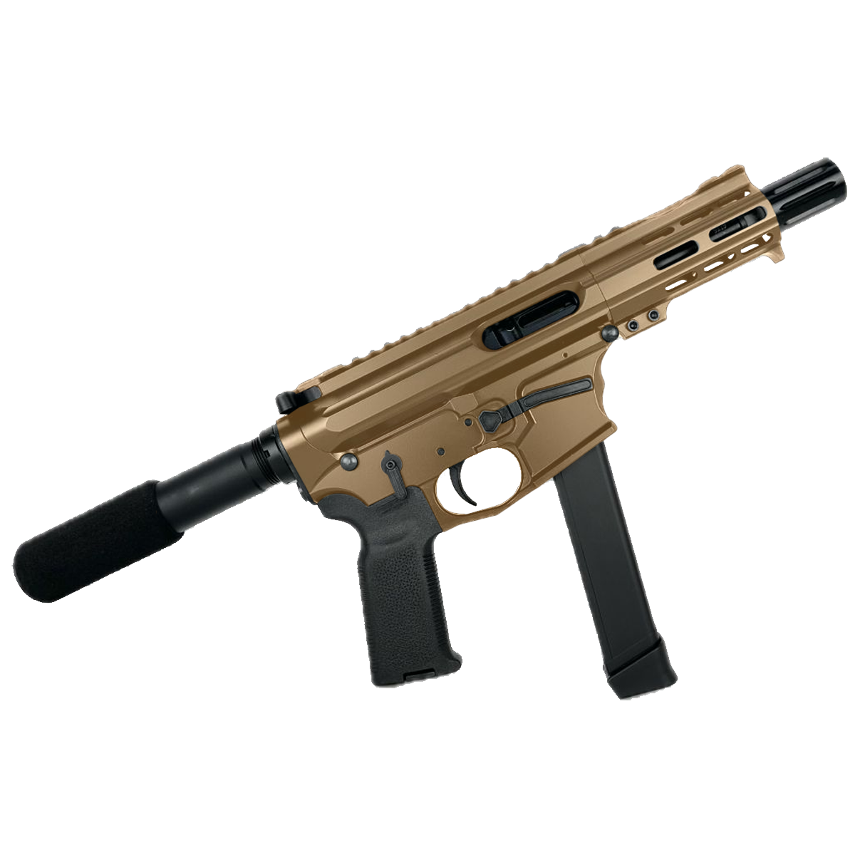 American Built Custom Slick Side AR-9 Pistol 4" Barrel MLOK Handguard-Bronze
