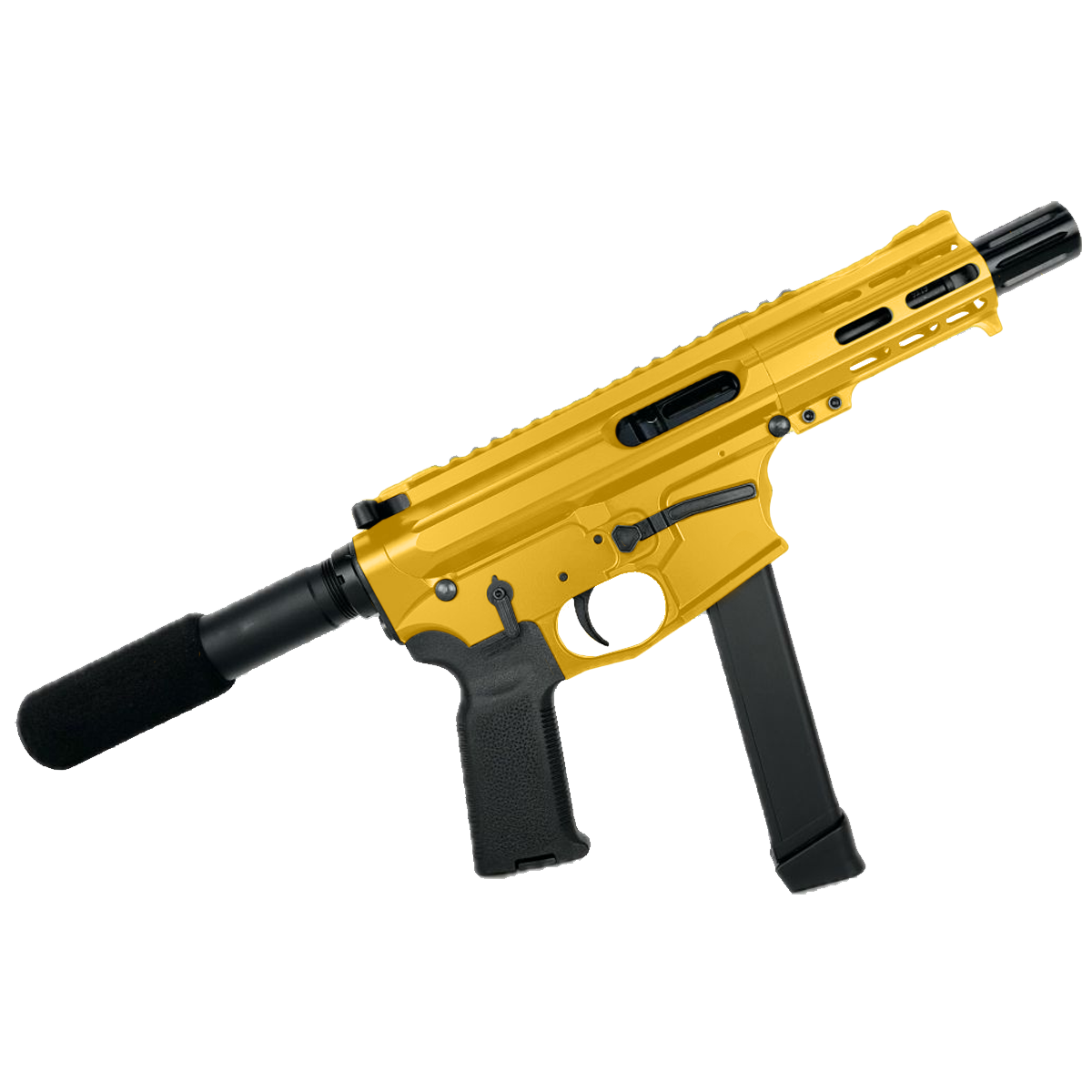 American Built Custom Slick Side AR-9 Pistol 4" Barrel MLOK Handguard-Gold