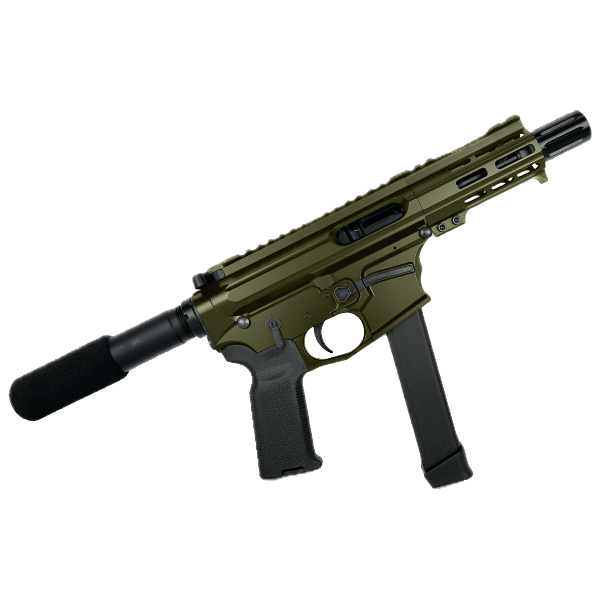 American Built Custom Slick Side AR-9 Pistol 4" Barrel MLOK Handguard - Magpul ODG