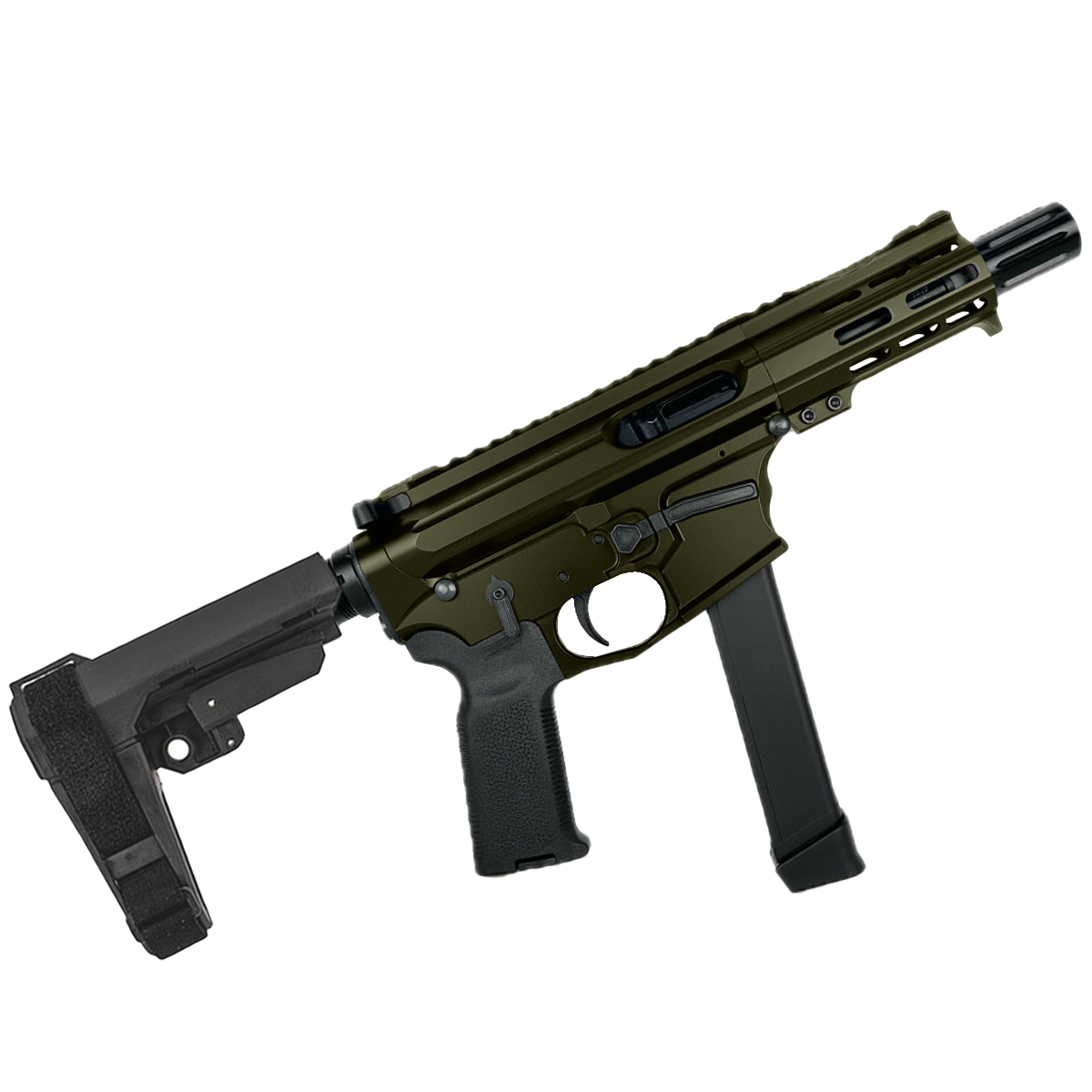 American Built Custom Slick Side AR-9 Pistol 4" Barrel MLOK Handguard - Magpul ODG