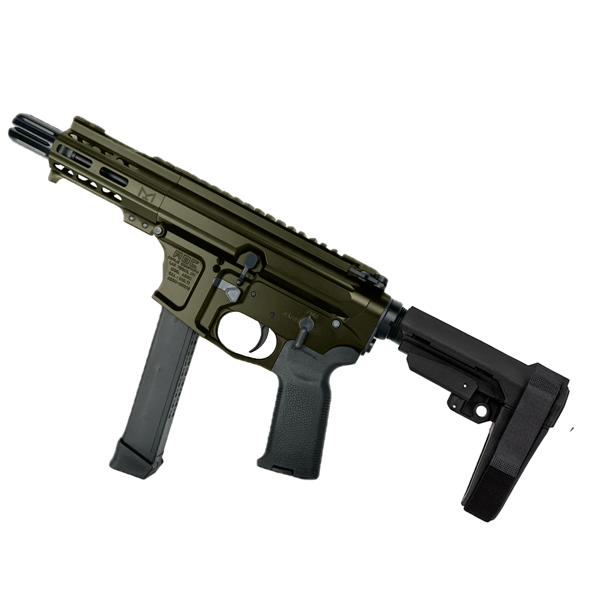 American Built Custom Slick Side AR-9 Pistol 4" Barrel MLOK Handguard - Magpul ODG