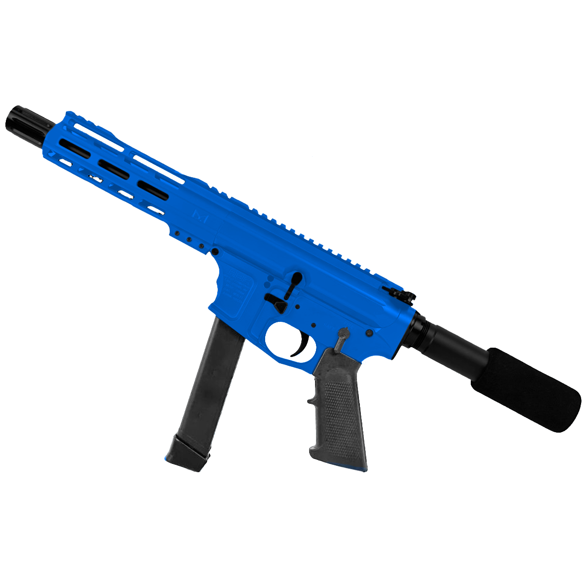 American Built Custom Slick Side AR-9 Pistol 7" Barrel MLOK Handguard- Blue