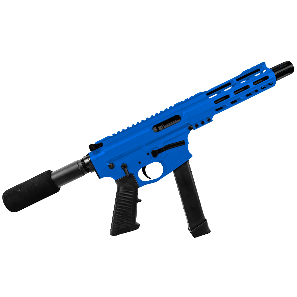 American Built Custom Slick Side AR-9 Pistol 7" Barrel MLOK Handguard- Blue