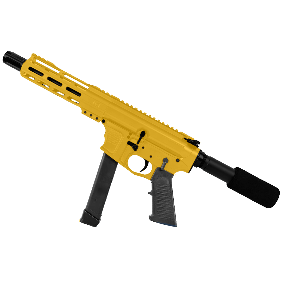 American Built Custom Slick Side AR-9 Pistol 7" Barrel MLOK Handguard-Gold